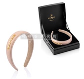 法国巴尔曼Balmain Hair 限量手工粉藕色真皮皮革18K镀金发箍头箍