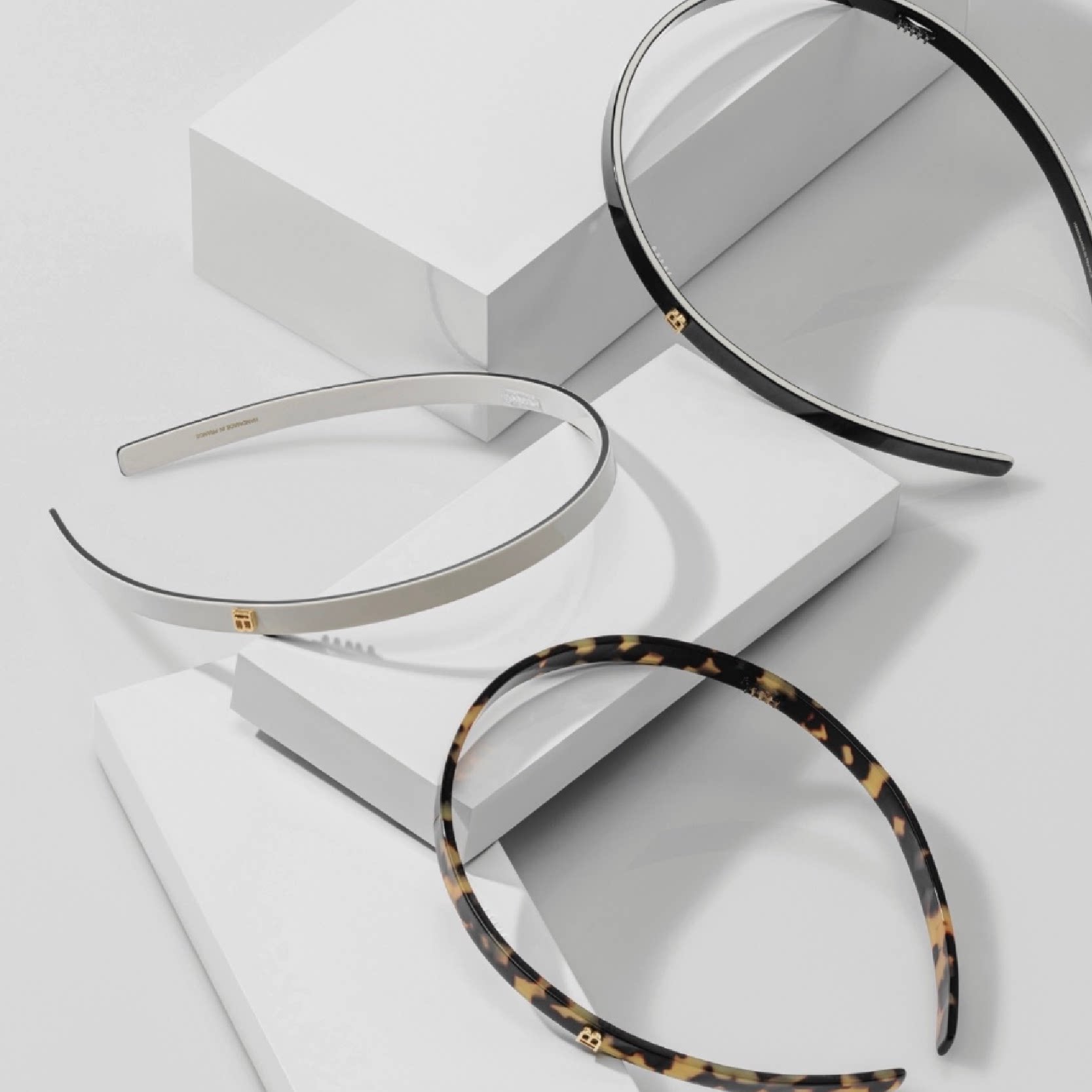 巴尔曼Balmain Hair 限量细边发箍头箍 白/黑/豹纹琥珀 B字镀金