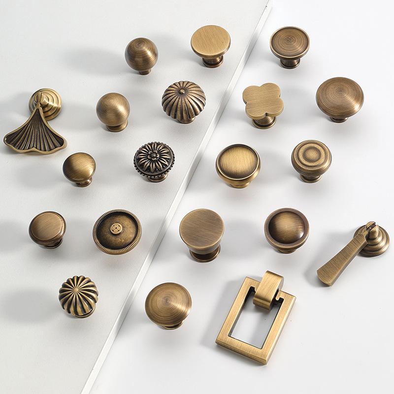 中古风柜子拉手纯铜橱柜衣柜子门把手抽屉小拉手黄铜北欧现代简约