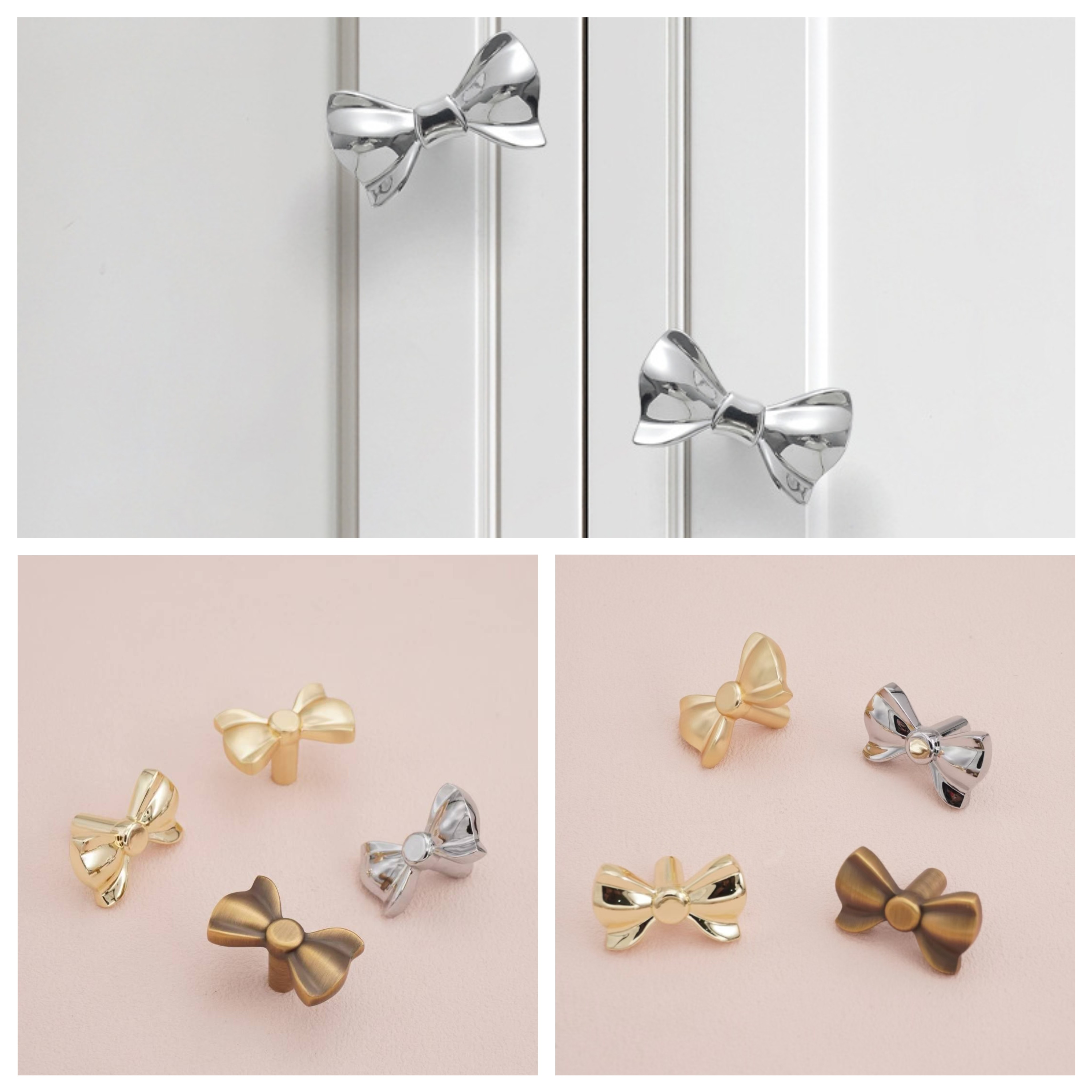 金色黄铜柜门抽屉蝴蝶结小拉手单