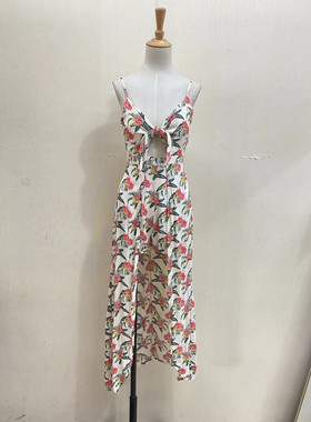 外贸品牌单夏季新款清爽印花辣妹度假风女款连体裤裙