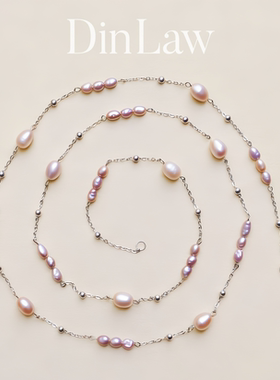 鼎珞纯银迷你keshi珍珠毛衣链