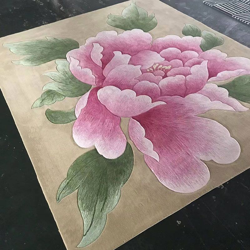 手工地毯中式古典轻奢短毛客厅茶几卧室书房样板间牡丹孔雀羊毛