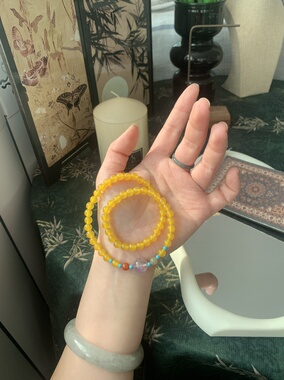 黄玛瑙双圈多宝手串女生生日礼物