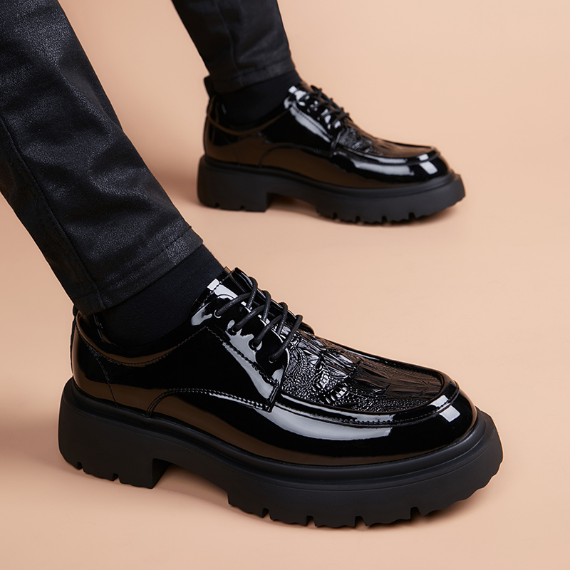 真皮牛皮鞋男商务厚底增高潮流