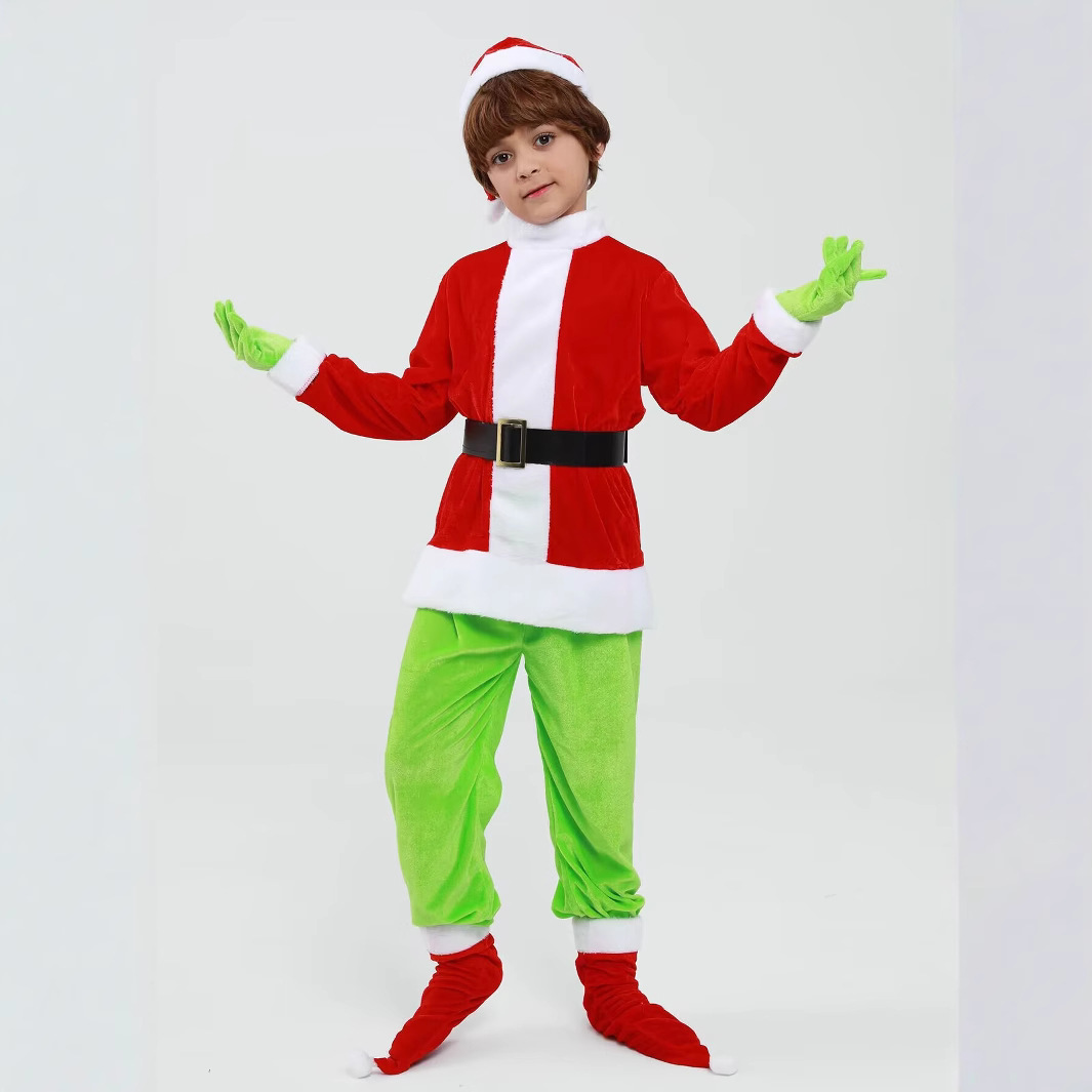 2025新款儿童圣诞怪杰绿毛怪格林奇圣诞节派对幼儿园角色扮演服装