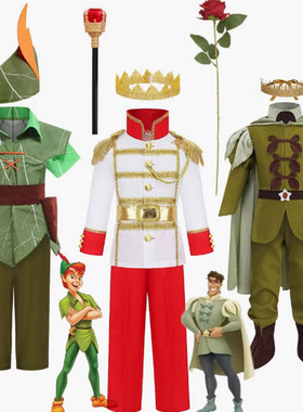 新款男女童精灵cosplay青蛙公主王子彼得潘小飞侠王子儿童表演服