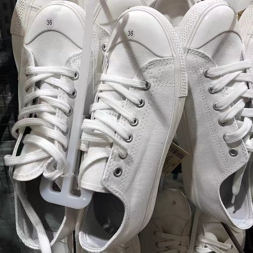 Muji帆布鞋无印良品小白鞋板鞋