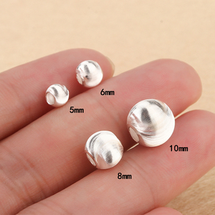 S925纯银 散珠手链隔珠项链搭DIY饰品猫眼珠配件手工串珠首饰材料