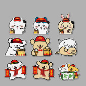 麦当劳汽车贴纸线条小狗个性 饰贴 创意吉伊卡哇可爱防水磁吸反光装