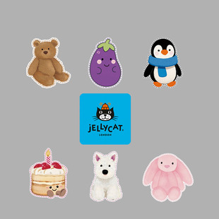 jellycat汽车贴纸可爱卡通防水巴塞罗熊反光磁吸车贴装 饰贴划痕贴