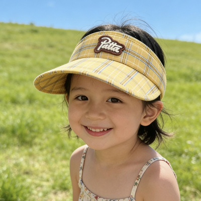柠来檬趣儿童空顶帽 夏季2-10岁男女童防晒遮阳帽可调节字母格纹