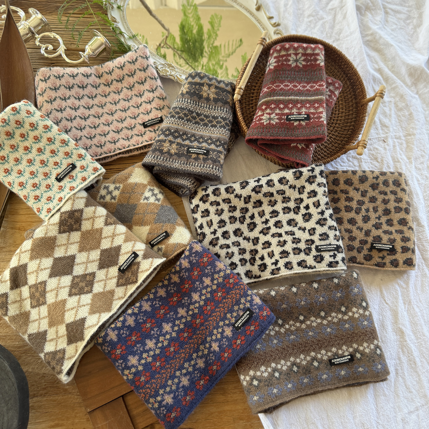 儿童脖套2025秋冬新款1-10岁男女童宝宝提花挂耳围脖围巾软毛线潮