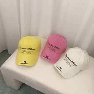 韩版个性大童帽子亮色破洞棒球帽男女2025新款潮牌街头嘻哈鸭舌帽