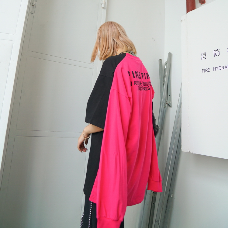 PINKÔº³¤ Á½ÖÖ´©·¨¹ÖζÉÙÅ®Öг¤¿îTÐôײɫbf¿íËÉÔËÞ·çË§ÆøÉÏÒ³±