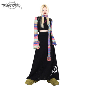 毛衣 Y2K短款 PINKSPINK原创电月阿尔巴卡渐变针织衫 女团围巾拼袖