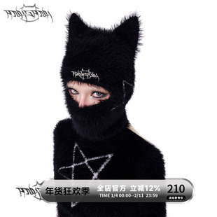 PINKSPINK 五芒星|原创猫耳朵概念蒙面头套街头男女嘻哈针织帽子