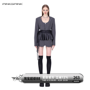 PINKSPINK|百褶短围裙 原创穿孔挂环PU重工花边绑带Y2K辣妹短裙