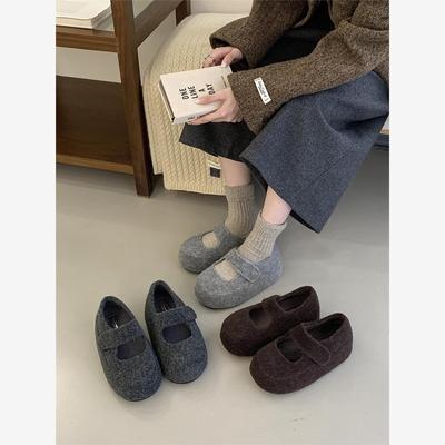 加绒毛呢玛丽珍鞋2025秋