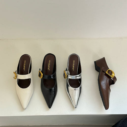 通勤百搭粗跟包头拖鞋女