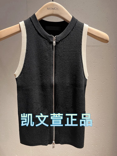 正品双开拉链圆领修身针织背心