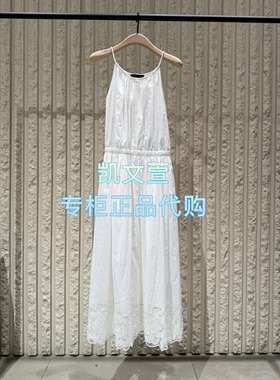 MBE2DRS048-2399专柜正品2025夏款6B亚麻镂空刺绣连衣裙