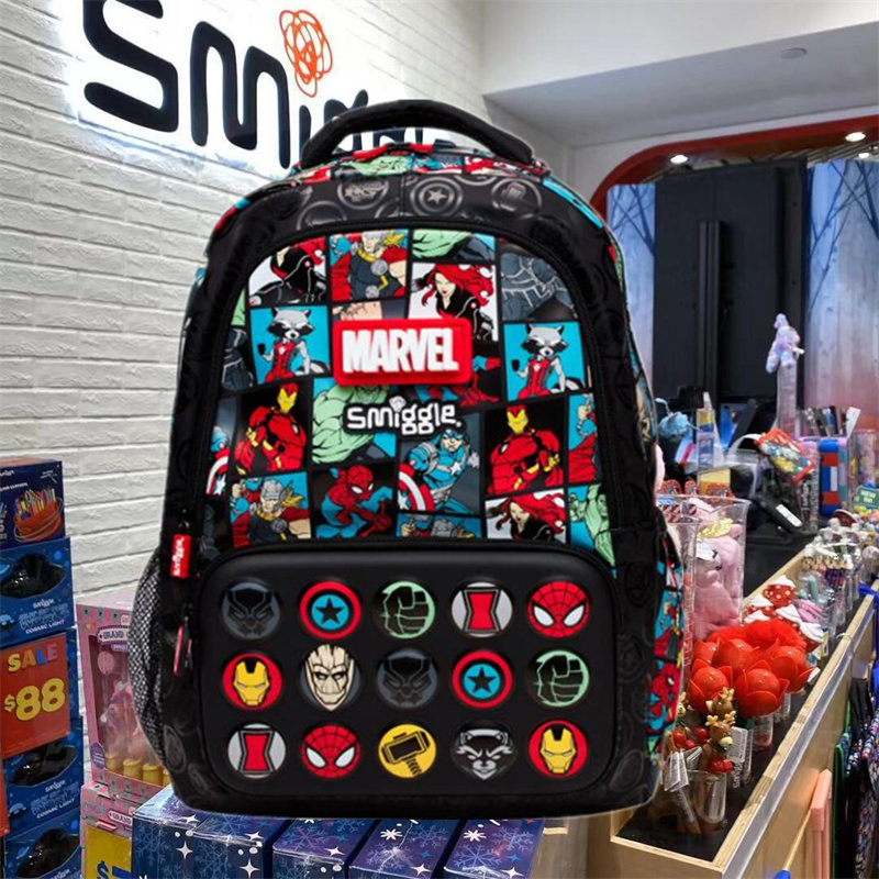 澳洲Smigle书包16年级学生大容量背包漫威蜘蛛侠钢铁侠英雄双肩包
