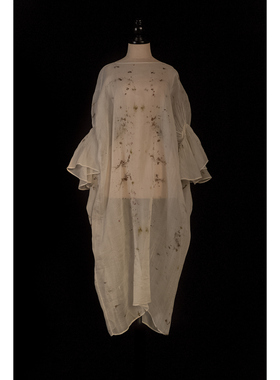 Mutedance 26春夏 圆领宽松花边袖罩裙连衣裙