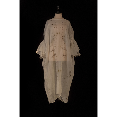 Mutedance 26春夏 圆领宽松花边袖罩裙连衣裙