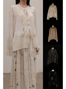 Mutedance 桑蚕丝印花上衣衬衫系列 植物染色 手工制作 古典