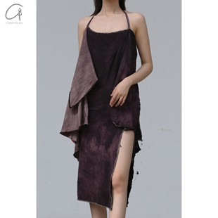 70%OFF 不规则花染连衣裙 elapsing