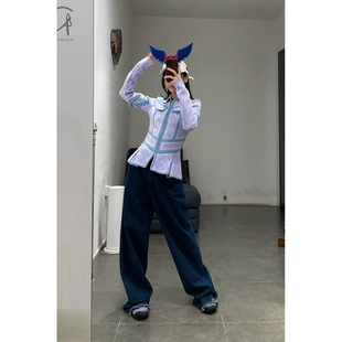 50%OFF NAN KNITS  渐变格纹百褶夹克