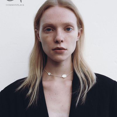 S925纯银双圆盘短项链