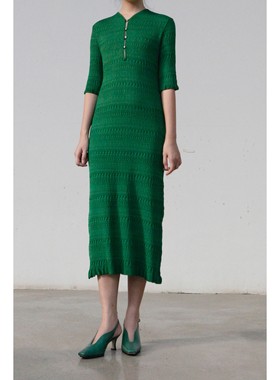 80%OFF Mame kurogouchi 针织提花长款连衣裙日本