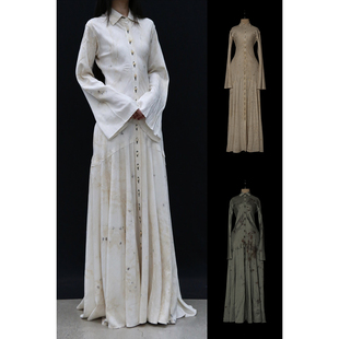 Mutedance 连衣裙 系扣翻领长袖