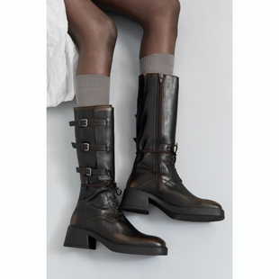 Miista 25秋冬 Sigrid 系带搭扣方头高筒靴 西班牙