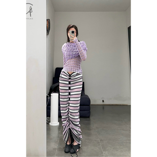 渐变条纹抽绳长裙 KNITS 80%OFF NAN