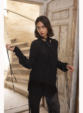 40%OFF ARCHIVIO J.M.Ribot  抽绳领褶皱复古丝绸衬衫 意大利