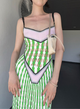 40%OFF NAN KNITS 间色孔眼吊带长裙 附内搭 commonplace买手店