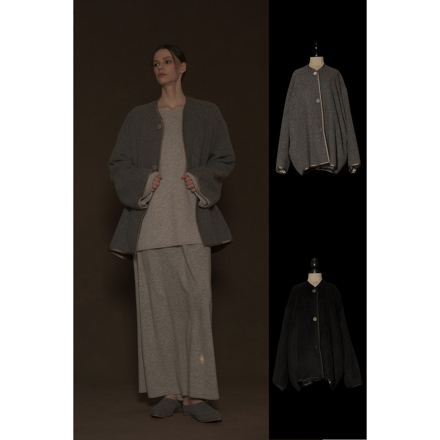 Mutedance 无领系扣外套