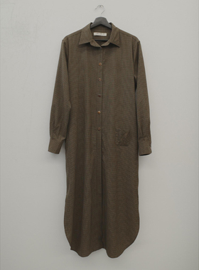 40%OFF AVIVA JIFEI XUE 羊毛格子有领衬衫式连衣裙