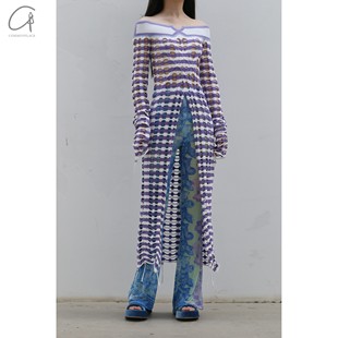 抽绳孔眼一字领连衣裙附内搭 KNITS commonplace NAN 80%OFF