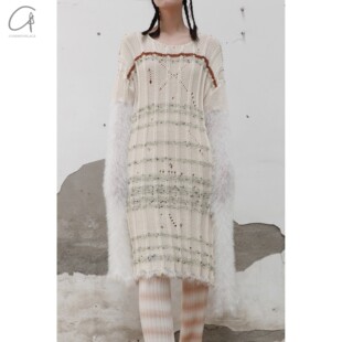 70%OFF 宽罗纹拼接马海毛连衣裙 Vitelli