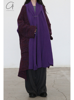 Daniel Andresen 斜织撞色拼接 和服开襟亚麻针织衫 初剪羊毛