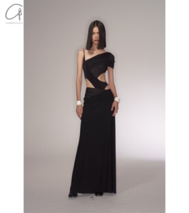 OUDE WAAG  丝毛垂坠拼接半裙