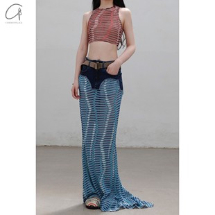 系列集合 提花牛仔美人鱼半身裙 意大利 Vitelli 60%OFF