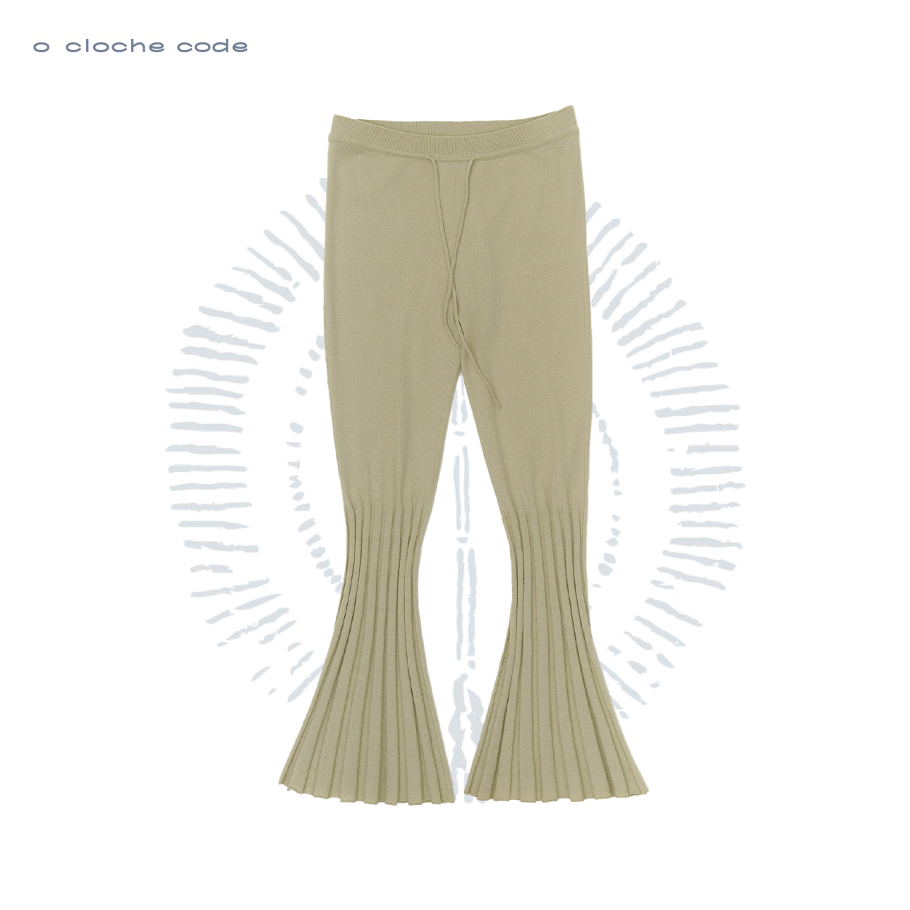 o cloche code 25秋冬 系带喇叭裤美利奴羊毛针织长裤女