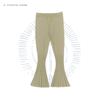 o cloche code 25秋冬 系带喇叭裤美利奴羊毛针织长裤女