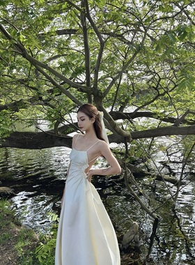 PengTai  花染吊带长衬裙法国