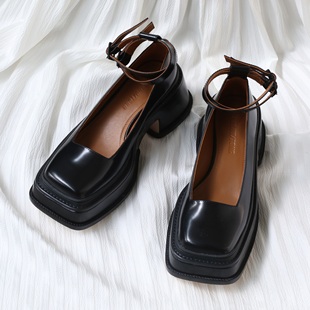 common 70%OFF 双环系带船型方头厚底单鞋 TONG place SHUSHU